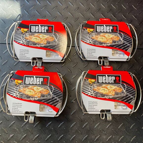 Stainless Steel Fish Grill Baskets 4-Pack BBQ Nonstick Fits All Grills 8.3x6.9 - Picture 1 of 13